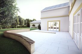 wide shot of quality patio installation in glasgow