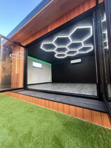 garden room in glasgow with hexagon light interior